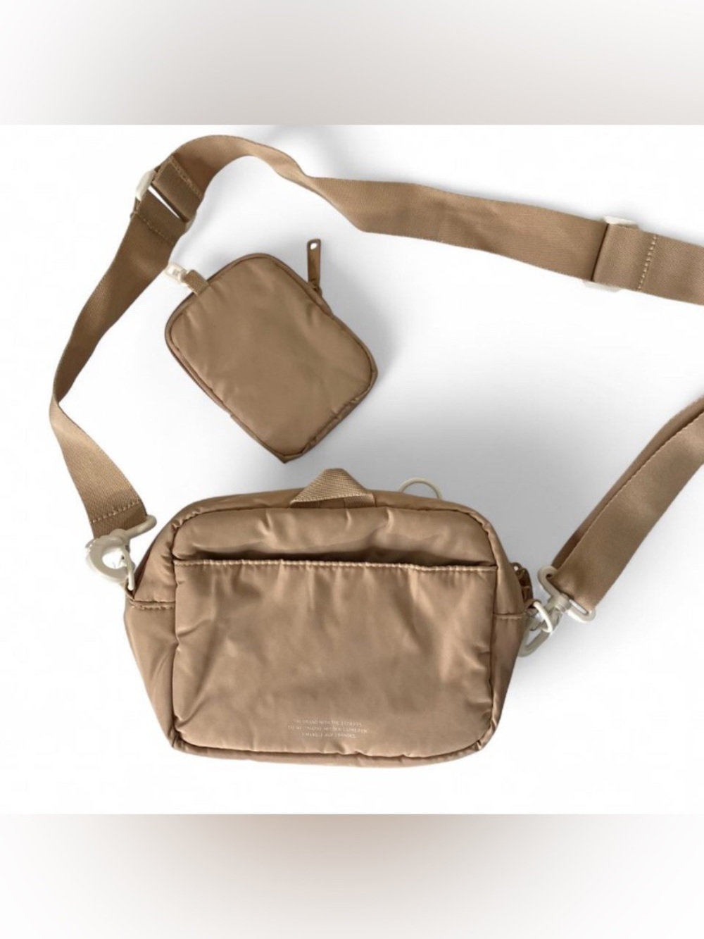 Adidas Originals Puffer Crossbody Bag Beige Neutral Nylon Mini Utility Bag - Picture 3 of 10